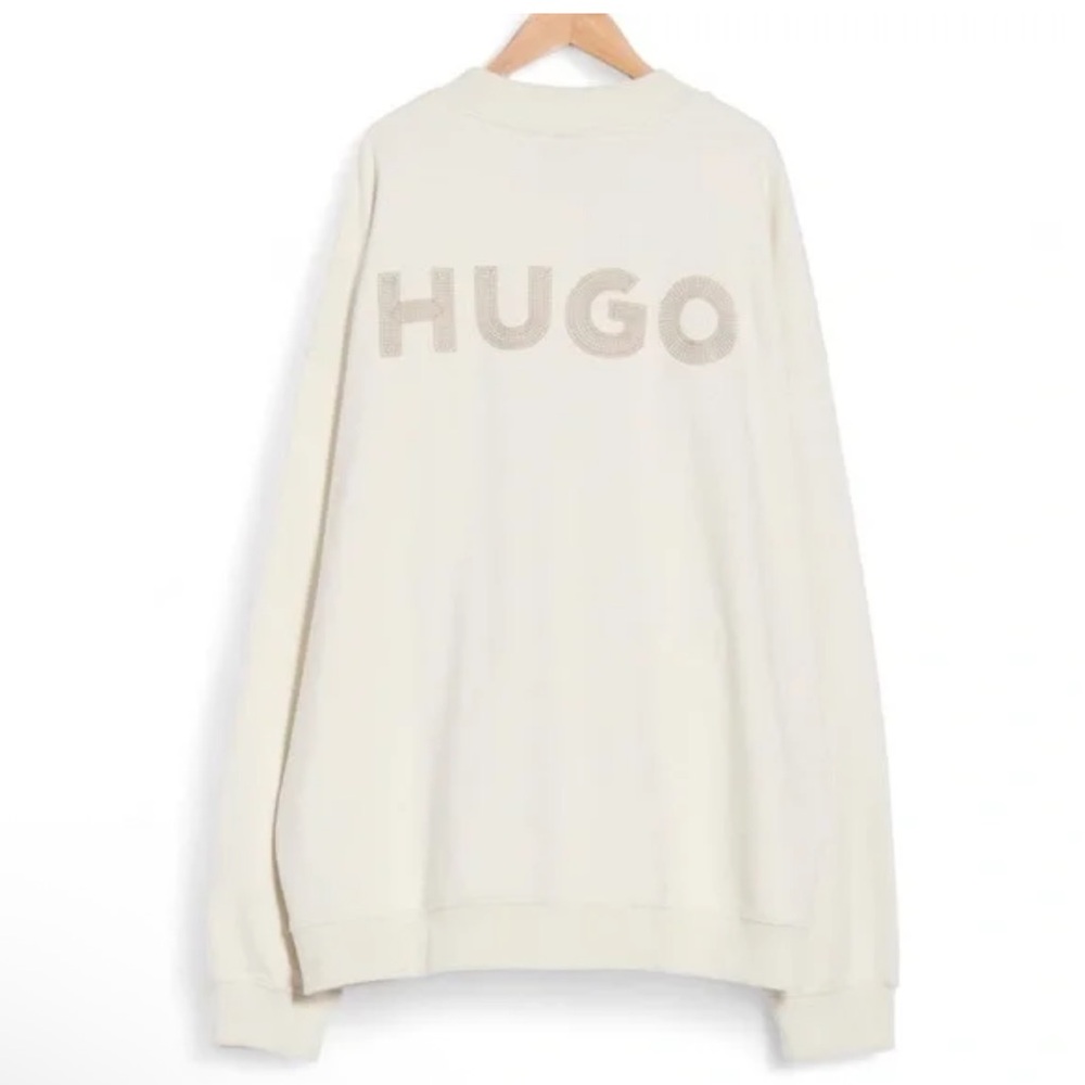$158 HUGO By Hugo Boss Men’s Drochomber Bomber Jacket White Oversized Zip Small‎ - Picture 2 of 7